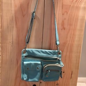 Fossil Blue Leather Crossbody Bag